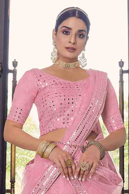 Pink Colour Georgette Thread Work Lehenga Choli