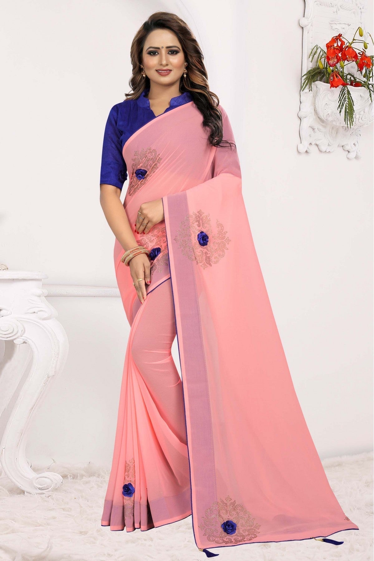 Pink Colour Georgette Traditional Saree VSSD1120553