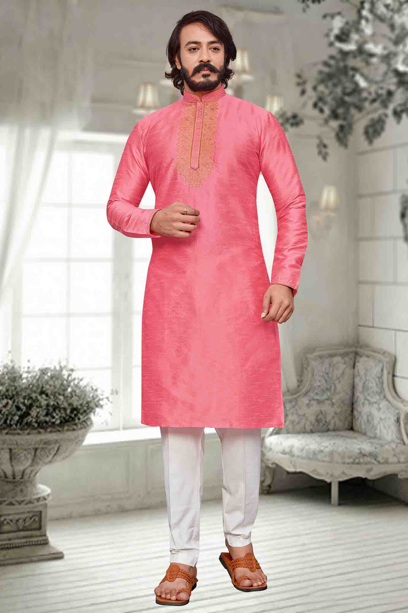 Pink Colour Kurta Pajama In Art Silk VSKP1210090
