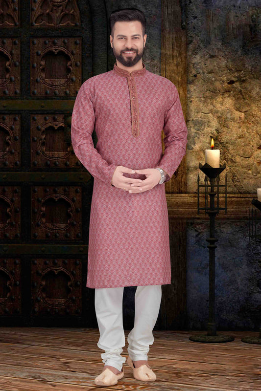 Pink Colour Kurta Pajama In Cotton VSKP1210111