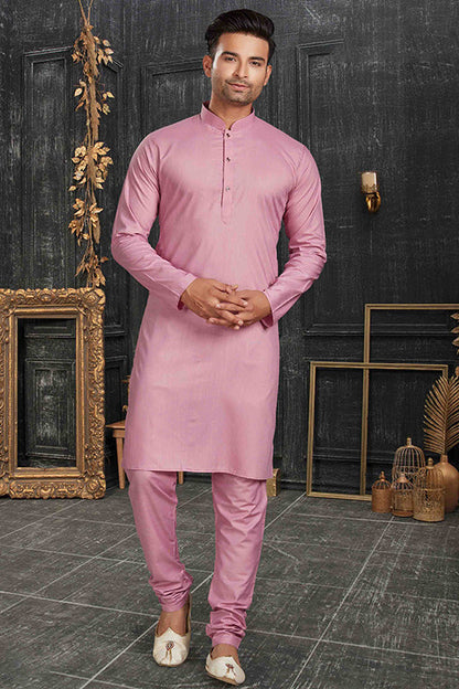 Pink Colour Kurta Pajama In Cotton VSKP1210169