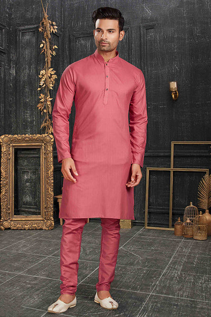 Pink Colour Kurta Pajama In Cotton VSKP1210173