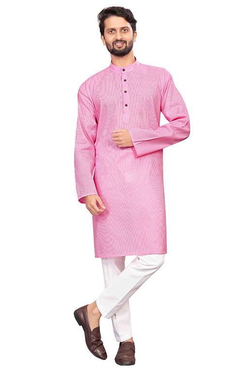 Pink Colour Kurta Pajama In Cotton VSKP1210196