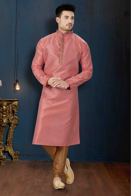 Pink Colour Kurta Pajama In Jacquard Fabric VSKP1040075