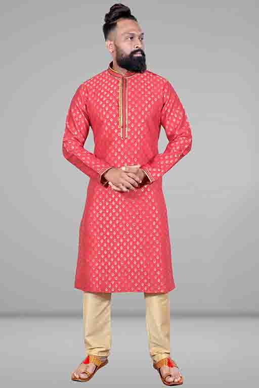 Pink Colour Kurta Pajama In Jacquard Silk VSKP1210040