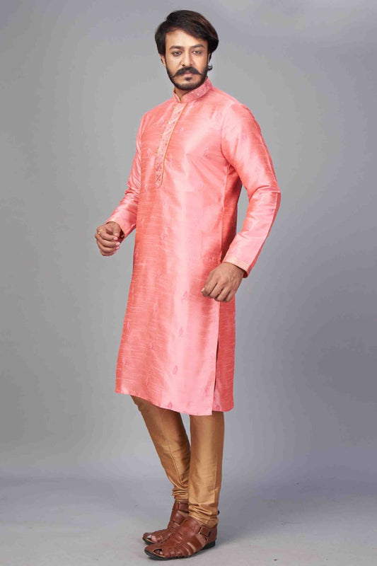 Pink Colour Kurta Pajama In Jacquard Silk VSKP1210056