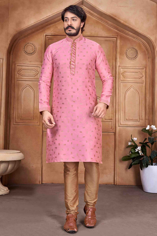Pink Colour Kurta Pajama In Jacquard Silk VSKP1210066