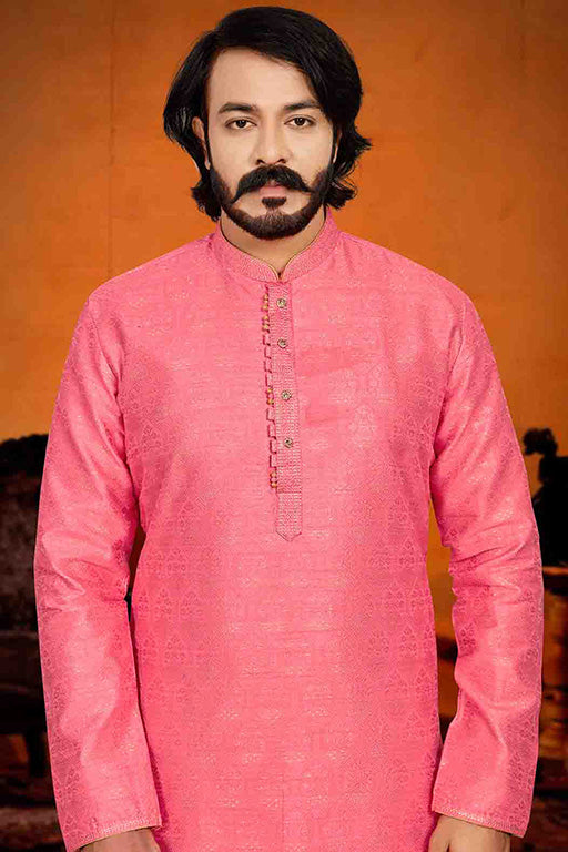Pink Colour Kurta Pajama In Jacquard VSKP1210244