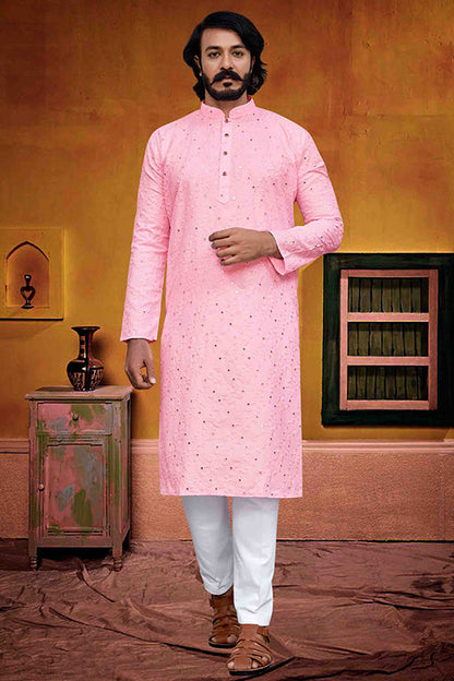 Pink Colour Kurta Pajama In Silk VSKP1210226