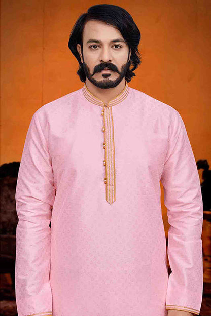Pink Colour Kurta Pajama In Silk VSKP1210236
