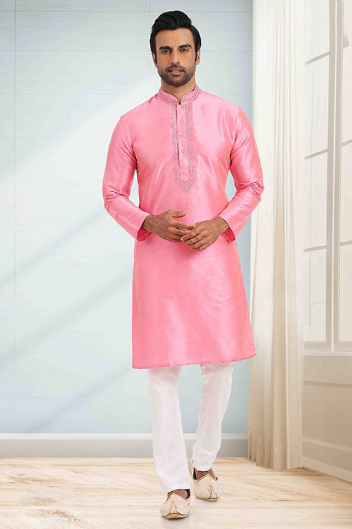 Pink Colour Kurta Pajama In Silk VSKP1210250