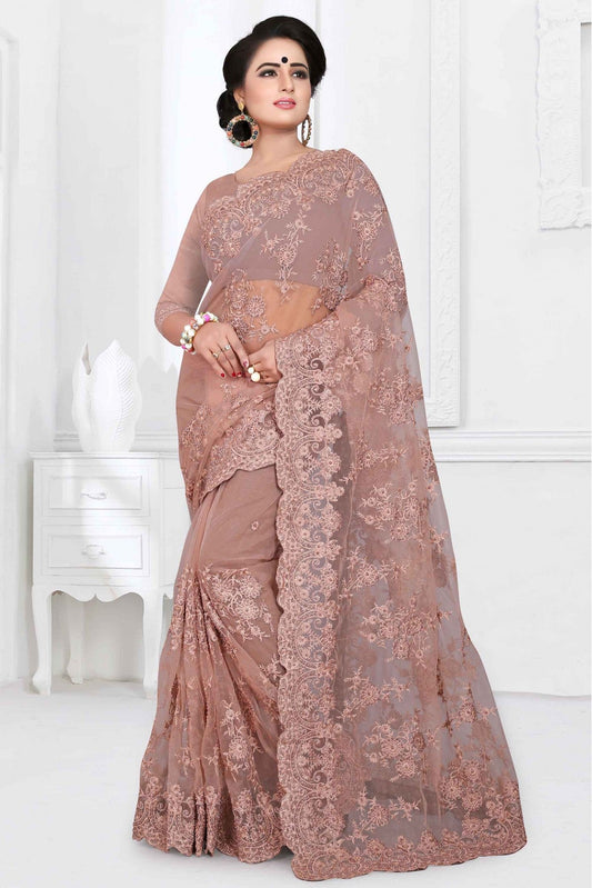Pink Colour Net Designer Saree VSSD1090025