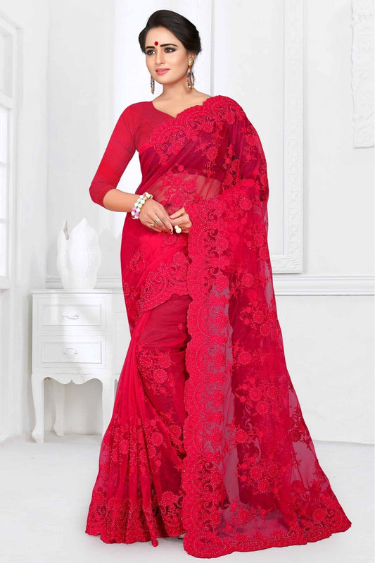 Pink Colour Net Designer Saree VSSD1090026
