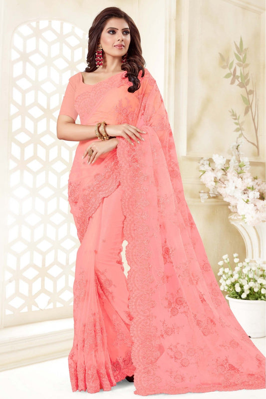 Pink Colour Net Designer Saree VSSD1090064