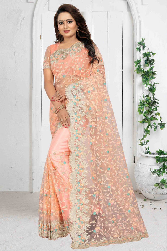 Pink Colour Net Designer Saree VSSD1090082