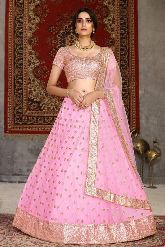 Pink Colour Net Sequence Lehenga Choli VSLC1150057