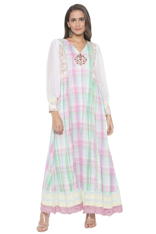 Pink Colour Plus Size Cotton Embroidery Kurta Set VSKR1070528