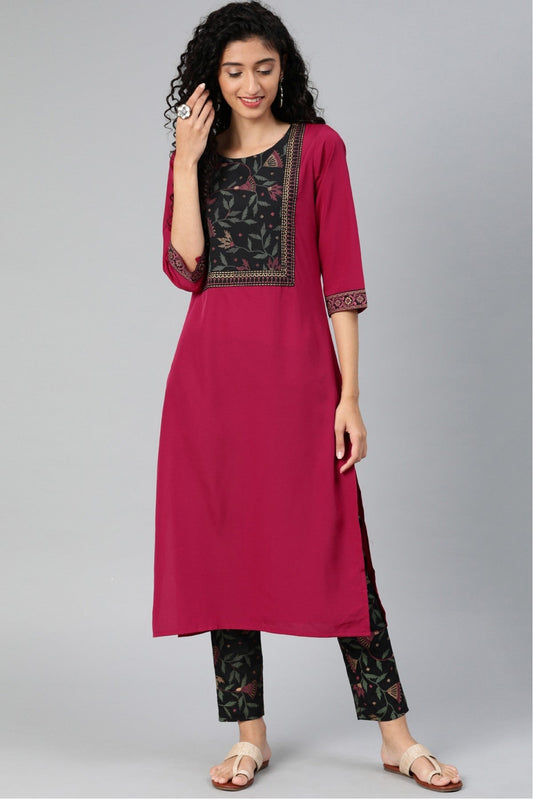 Pink Colour Plus Size Crepe Kurta Set VSKR1060128