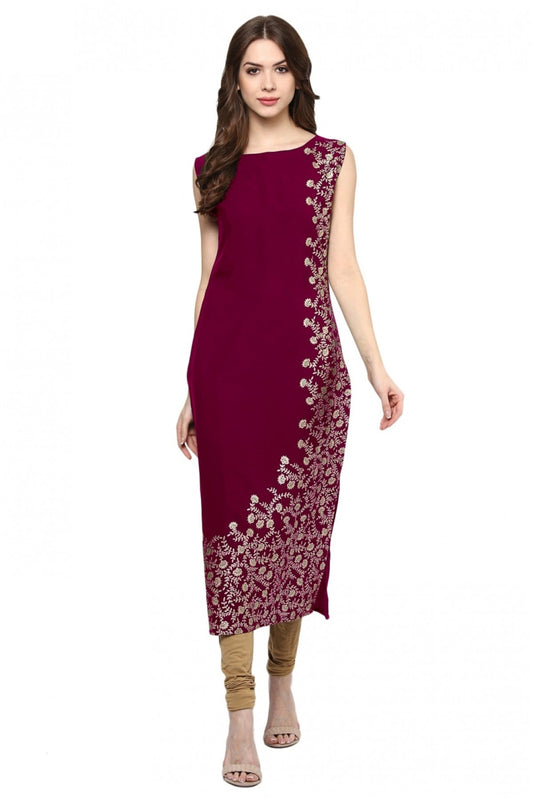 Pink Colour Plus Size Crepe Straight Kurti VSKR1060196