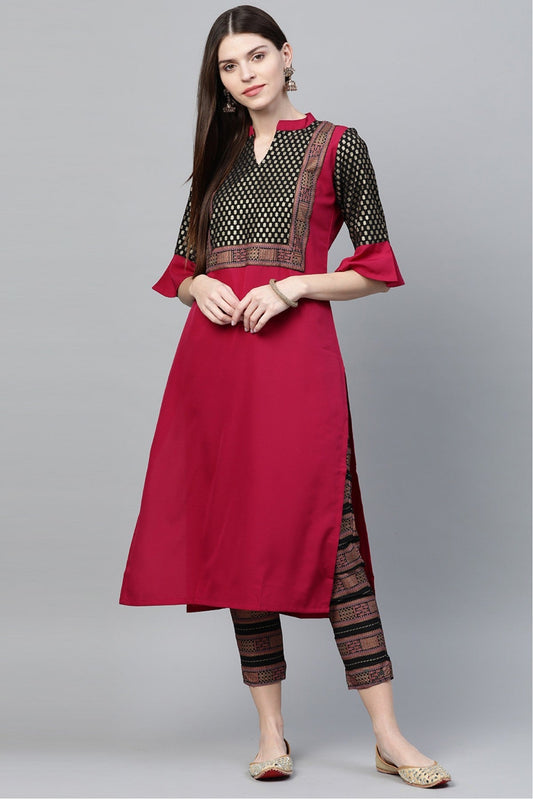Pink Colour Plus Size Crepe Straight Kurti VSKR1060216