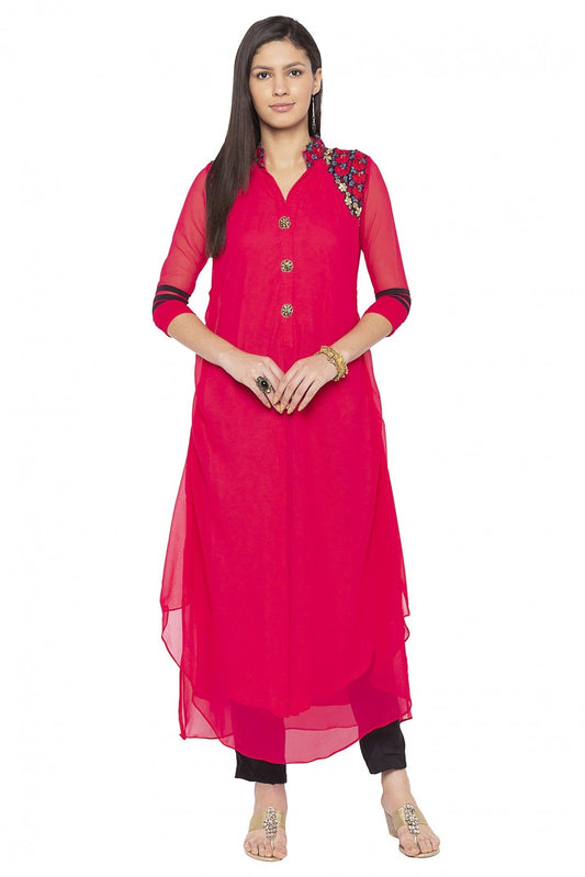 Pink Colour Plus Size Georgette Embroidery Kurta Set VSKR1070533