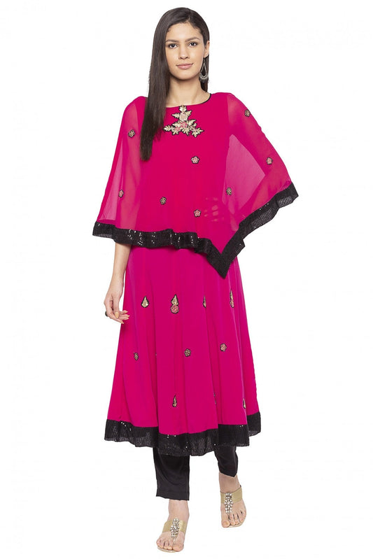 Pink Colour Plus Size Georgette Embroidery Kurta Set VSKR1070537