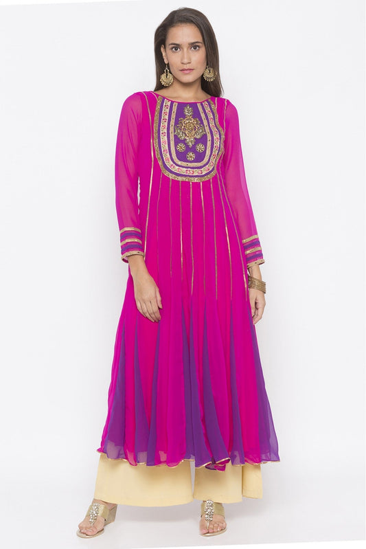 Pink Colour Plus Size Georgette Embroidery Kurta Set VSKR1070621