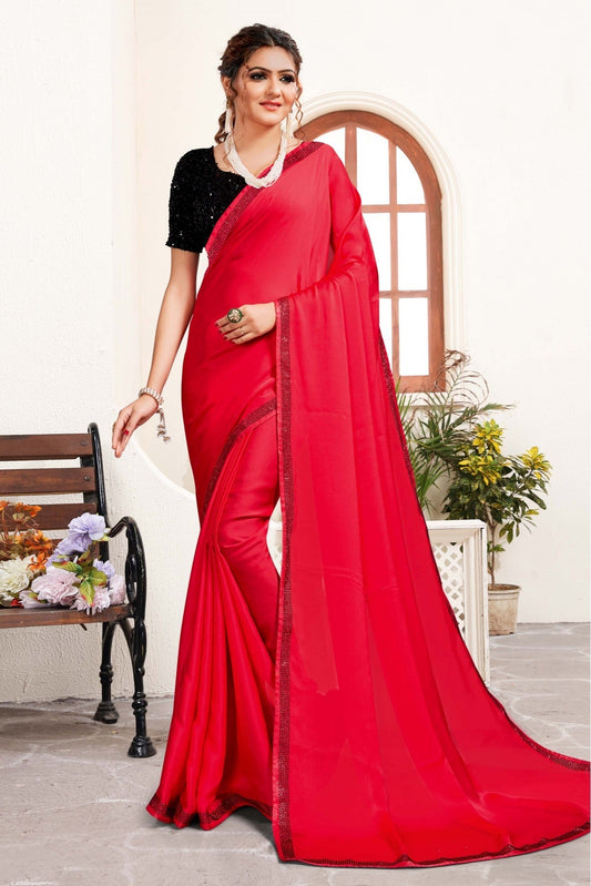 Pink Colour Satin Designer Saree VSSD1120100