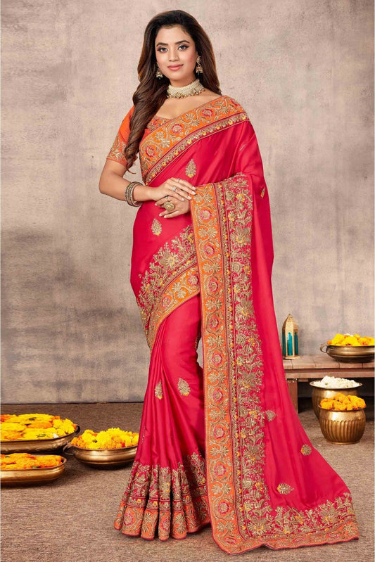 Pink Colour Satin Designer Saree VSSD1120658