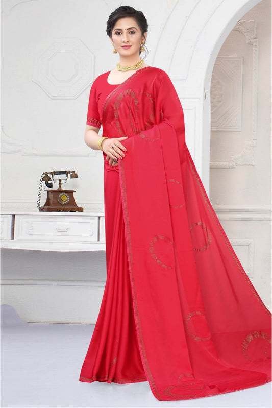 Pink Colour Satin Designer Saree VSSD1120669