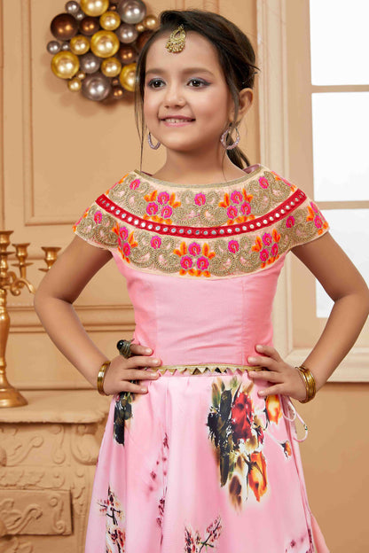 Pink Colour Satin Lehenga Choli VSGW1070755