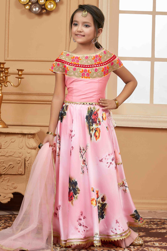 Pink Colour Satin Lehenga Choli VSGW1070755
