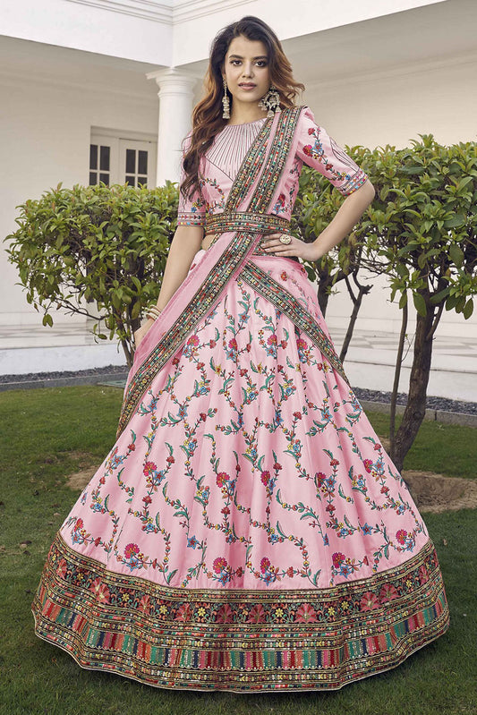 Pink Colour Silk Embroidery Lehenga Choli VSLC1150097