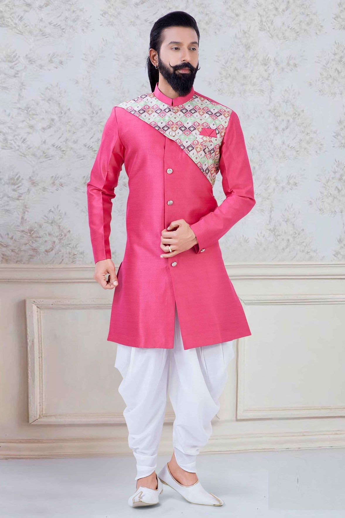 Pink Colour Silk Festival Wear Dhoti Sherwani VSSH1130002