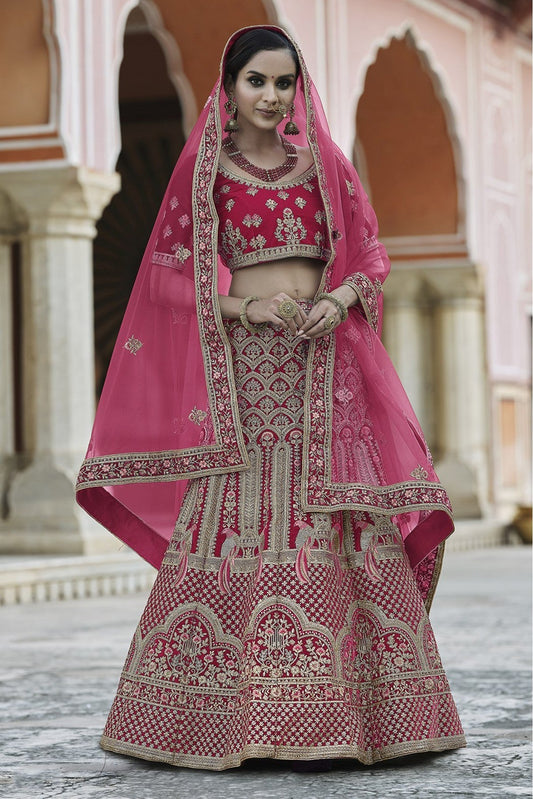 Pink Colour Velvet Hand Work Lehenga Choli VSLC1080095