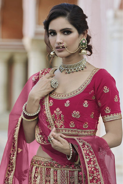Pink Colour Velvet Hand Work Lehenga Choli VSLC1080097