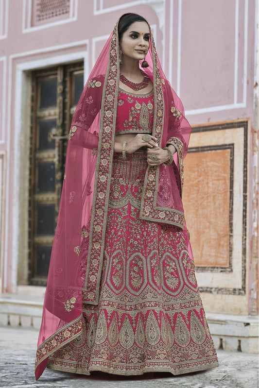 Pink Colour Velvet Hand Work Lehenga Choli VSLC1080099