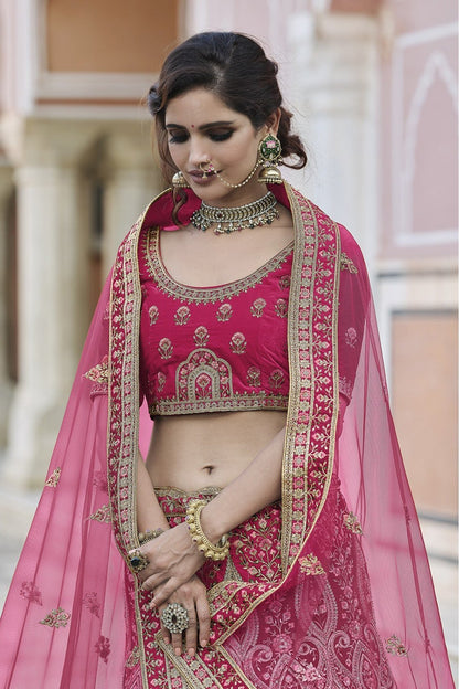 Pink Colour Velvet Hand Work Lehenga Choli VSLC1080101