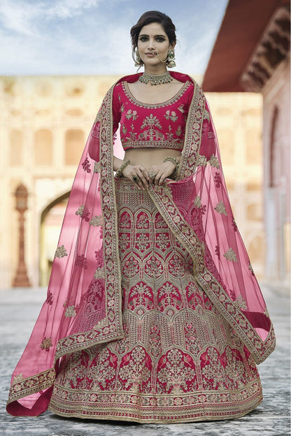 Pink Colour Velvet Hand Work Lehenga Choli VSLC1080105