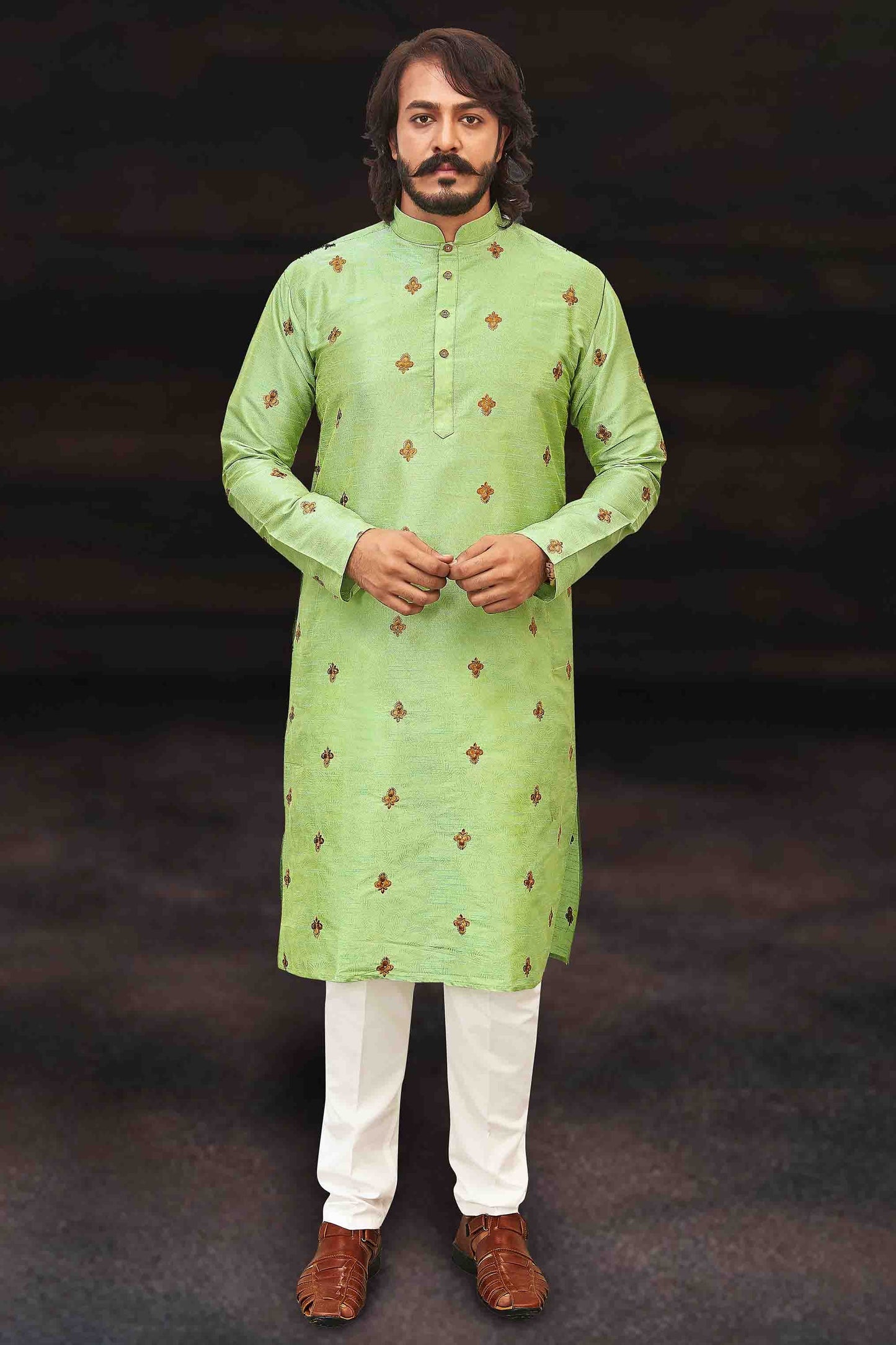Pista Green Colour Kurta Pajama In Art Silk VSKP1210002