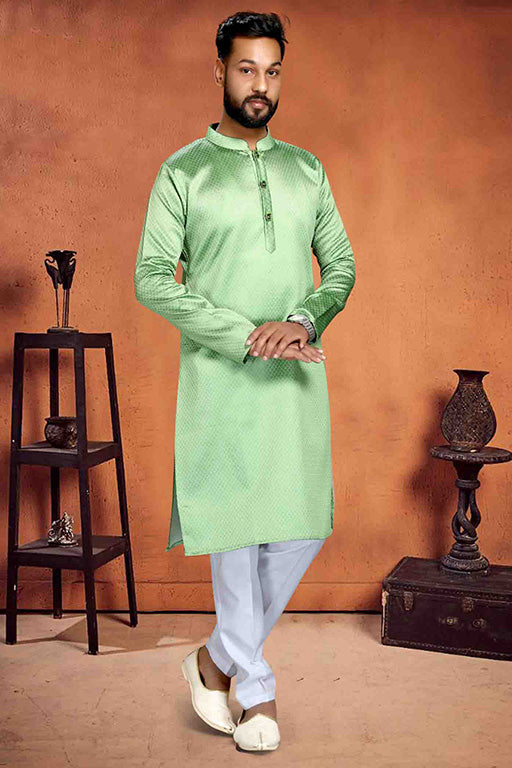 Pista Green Colour Kurta Pajama In Brocade VSKP1210218