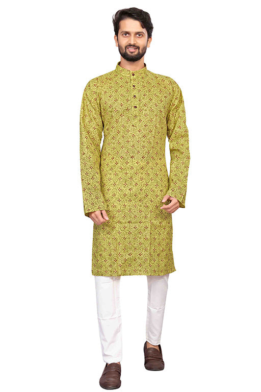 Pista Green Colour Kurta Pajama In Cotton VSKP1210190