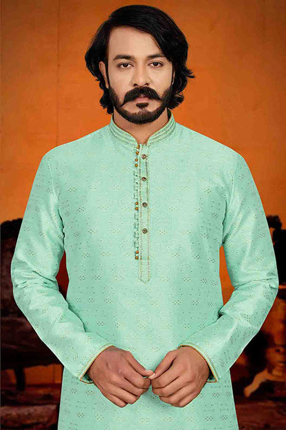 Pista Green Colour Kurta Pajama In Jacquard VSKP1210247
