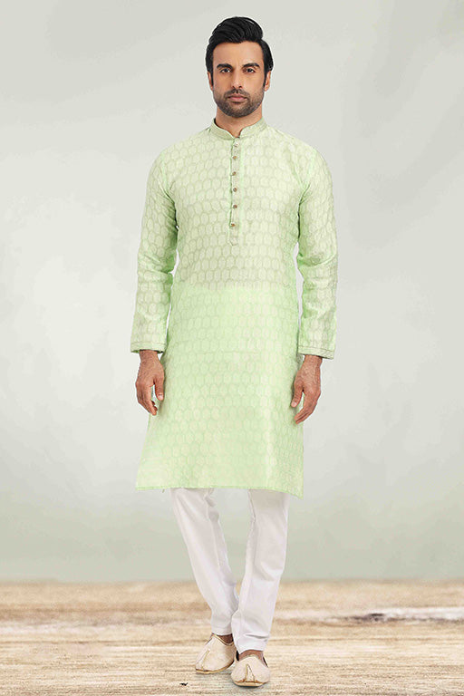 Pista Green Colour Kurta Pajama In Jacquard VSKP1210265