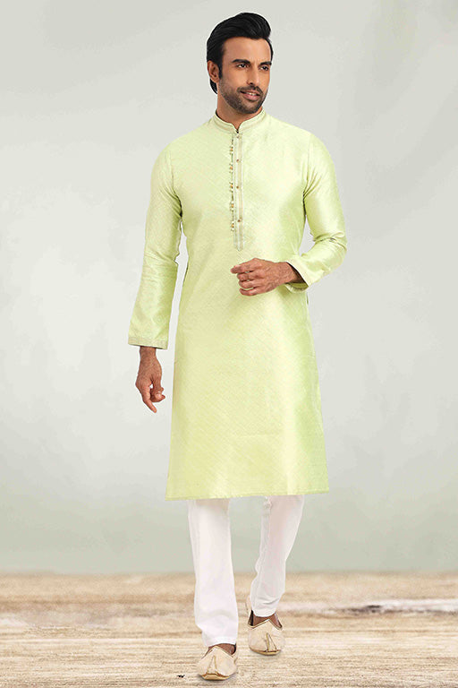Pista Green Colour Kurta Pajama In Jacquard VSKP1210284