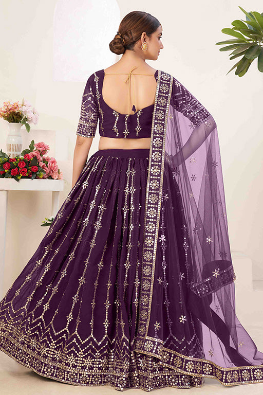 Purple Colour Georgette Designer Lehenga Choli VSLC1240023