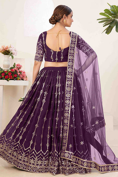 Purple Colour Georgette Designer Lehenga Choli VSLC1240023