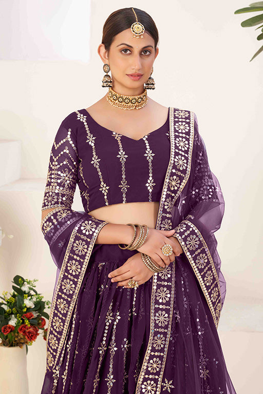 Purple Colour Georgette Designer Lehenga Choli VSLC1240023