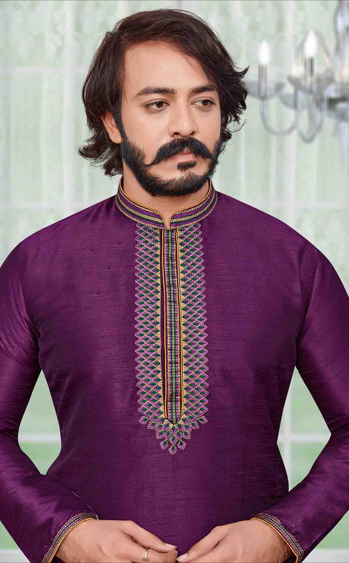 Purple Colour Kurta Pajama In Art Silk VSKP1210084