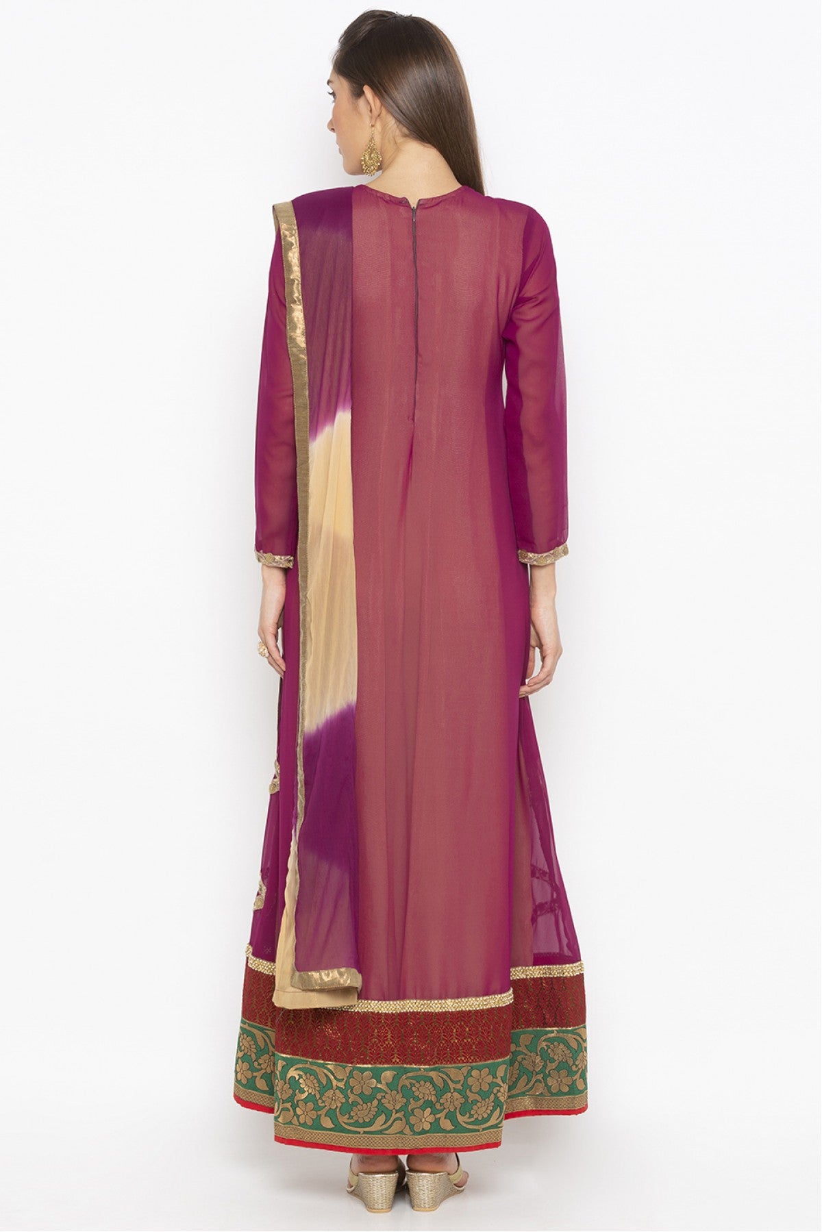 Purple Colour Plus Size Stitched Georgette Embroidery Pant Style Suit VSSS1070276